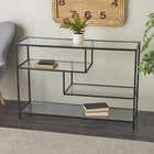 47  X 32  Black Metal 4-tier Shelving Unit With Clear Glass Shelves  1-piece