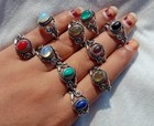 Amethyst   Mix Gemstone 925 Sterling Silver Plated 25 Pcs Fancy Boho Rings Lot