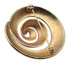 Mcm Pink Swirl Geometric Brooch pin With Gold Accents   Retro Design 1 5 8   W 