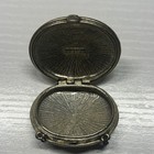 Oval Hinged Metal Collectible Pill Box W  Clasp  Embossed Floral scroll