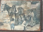 Antique Framed Black Americana Picture Man  Children  And Mule