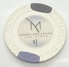 M Resort Hotel Casino Las Vegas Nevada Nv  1 Chip White Black Purple 2009