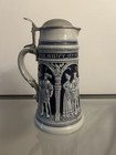 Vintage German-beer Stein With Pewter Lid   11  Tall