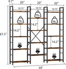 Triple 5 Tier Bookshelf  Industrial Large Bookcase With 14 Open Display Shelves 