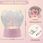 Heart Shape Snow Globes For Women  Swan Glitter Globes With Musical  Pink Lanter