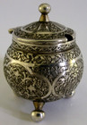 Quality Antique Eastern Islamic Ottoman Solid Silver Mustard Pot C1920