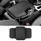 Car Center Console Cover  Leather Comfort Armrest Cover With 2 Storage Black