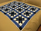 Handmade Afghan   Throw Blanket - From Designer Collection - Black   Blue Stars