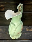 Antique Victoria Carlsbad Austria Mint Green And Gold Floral Ewer Pitcher 8 3 4   