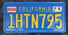 California License Plates Pair Dmv Clear 1970   s Blue Yellow Very Nice 1htn795 Ca
