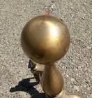 Antique Pair Brass Cannon Ball Top Fireplace Andirons 16 Inches Tall