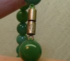 Vintage Old Chinese Green Jade 10mm Beads Necklace 21 3 4  Long Marked On Clasp