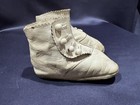 Antique Victorian Button Up Baby Large Doll White Leather Shoes Or Boots Ideal