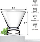 Glasses Set Of 4  Stemless Martini Cocktail Glasses For Margarita  Manhattan  Co