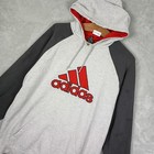 Adidas Hoodie Mens 2xl Grey Black Raglan Embroidered Logo Streetwear Gorpcore