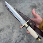 Custom Handmade D2 Steel Hunting Dagger Knife Bone Handle With Leather Sheath 