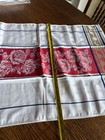 Vintage Martha Stewart Egyptian Cotton Floral Red White Large Kitchen Towel Nos