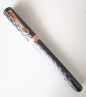 Metal Fountain Pen With Chiseled Body  Fine Nib  Gray W  Rose Gold Trim