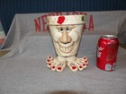 Vintage Waddle Pot Planter Face Feet Ceramic Smile Euc Hand Painted - Usa Theme