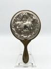 Antique Art Nouveau Silverplate Hand Mirror Woman Floral Vanity Mirror