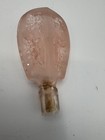 Vintage Pink Satin Glass Perfume Bottle Floral Stopper Art Deco Vanity 5 5   