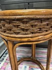 Vintage Round Wicker Top Bamboo Side Table Or Stool 22 5  Tall