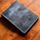 Maidstone Golf Yardage Book Cover Genuine Leather Whale Blue Wax Oil 5x7 1891