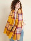 Nwt Old Navy Long Flannel Blanket Scarf Wrap Shawl Tartan Pashmina Yellow Plaid