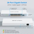 28 Port Gigabit Ethernet Switch Unmanaged Switch 24 Poe  Ports 250w 2 Sfp Slots