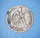 Love Token Engraved Vf 1883 Seated Dime W  Ornate Initials Reverse   83828243     