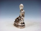 Tibetan Silver Copper Crafted Sculpture Seated Shakyamuni Buddha Pray  12091907