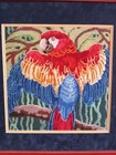 Vintage Framed Needle Work Parrot