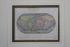 Original Antique C 1590 Tomaso Porcacchi World Map Hand Colored Nicely Framed