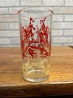 Vintage 1950s Davy Crockett Indian Fighter Glass Tumbler Drinking Glass Red