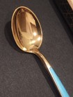 7 Vintage Enameled Gilt Demitasse Spoons Set David Andersen Sterling Silver