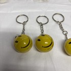 Vintage Happy Smiley Face Rolling Floating Ball  Keychain Key Ring Nos Lot Of 4