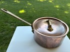 Vtg French Copper Pot   Lid W  Brass Handle Marked Made In France Used 7    Read