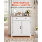Uimoso Farmhouse Coffee Bar Cabinet With Drawer And Sliding Barn Doors  White