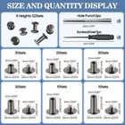 122 Pack Snap Button Kit  6 Sizes Chicago Screws Leather Assorted Kit  For Di   