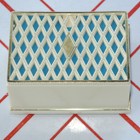 Classy Vintage Retro Double Wedding Ring Presentation Box Turquoise Blue   Ivory