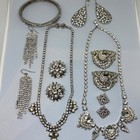 Vintage Rhinestone Jewelry Lot Necklace Earrings Shoe Clips Bracelet