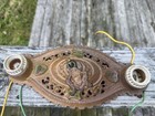 Antique Cast Iron Flush Mount Ceiling Fixture Dual Light Art Deco Arts   Crafts