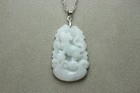 Natural White Green A Jadeite Jade Hand-carved Mouse  chinese Zodiac  Pendant
