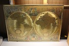 Vintage Framed Foil Old World Map Nova Totius Terrarum 28  X 19 