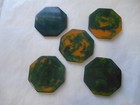 Vtg Catalin Poker Chips Translucent Green 22g Lot Of 5 Octagon 8-sided Bakelite