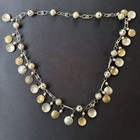 Mexican Wedding Necklace Coin Charms Folk Art Hand Crafted Silver   Bronze Toned