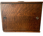 Antique Ncr Credit System Tiger Oak Desktop Stationery Cabinet Sliding Door 14 
