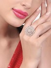 Women s Cubic Zirconia Cz Adjustable Ring Silver Plated Statement Jewelry