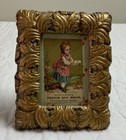 Vintage Antique Victorian Ephemera Framed  Gold Tone Frame  Victorian Girl