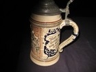 Rare Antique Vintage German Beer Stein Beautiful Design Puter Lid Free Ship   1 